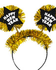 Happy New Year Star with Tinsel Headband (Gold)