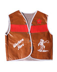 Western Hero Cowboy Vest in brown laid flat on a white background.