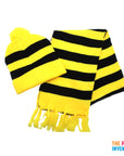 Black and Yellow Scarf & Beanie Set