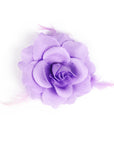 Purple Net Rose Hair Clip with Feathers