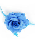 Blue Net Rose Hair Clip with Feathers