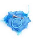 Blue Net Rose Hair Clip with Feathers