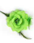 Green Net Rose Hair Clip with Feathers
