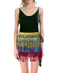 Sequin Fringe Skirt (Gold/Blue/Pink)