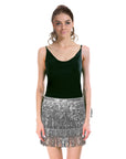 Sequin Fringe Skirt (Silver)