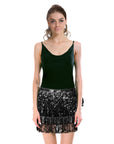 Sequin Fringe Skirt (Black)