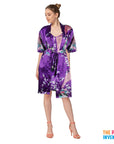 Ladies Purple Peacock Satin Robe & Nightie Set
