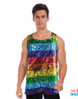Adult Rainbow Sequin Mens Singlet