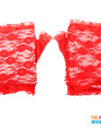 Short Fingerless Lace Gloves (Red)