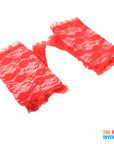 Short Fingerless Lace Gloves (Red)