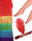Adult 20s Rainbow Fringe Dress Costume Kit