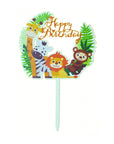 Happy Birthday Jungle Animal Cake Topper