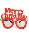 Merry Christmas Red Glitter Party Glasses