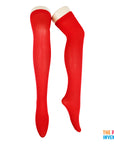 Red Plain Over Knee Stockings