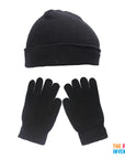 Classic Black Winter Beanie & Gloves Set