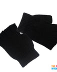 Classic Black Winter Beanie & Fingerless Gloves Set