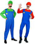 Adult Mario & Luigi Plumber Couple Costume Set