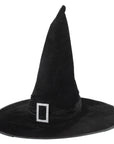 Velvet Black Witch Hat with Buckle