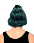 Green wig back view on a white background