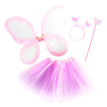 Pink Fairy Accessory Set (Headband, Wings, Wand, Tutu)