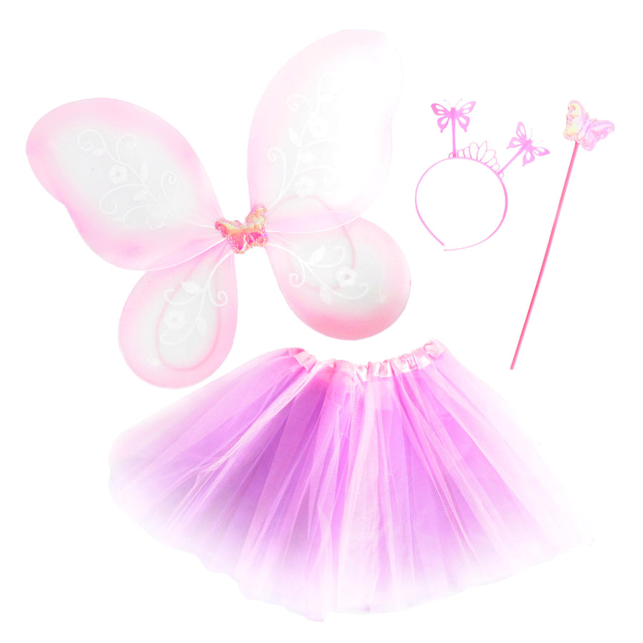 Pink Fairy Accessory Set (Headband, Wings, Wand, Tutu)