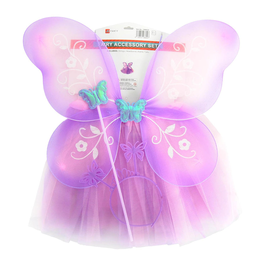 Purple Fairy Accessory Set (Headband, Wings, Wand, Tutu)