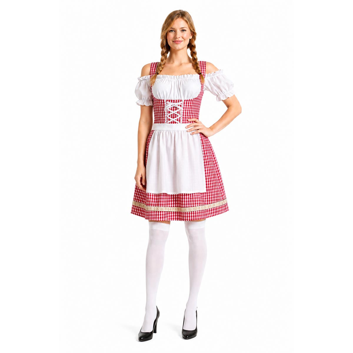 Adult Red Checkered Bavarian Lady Costume