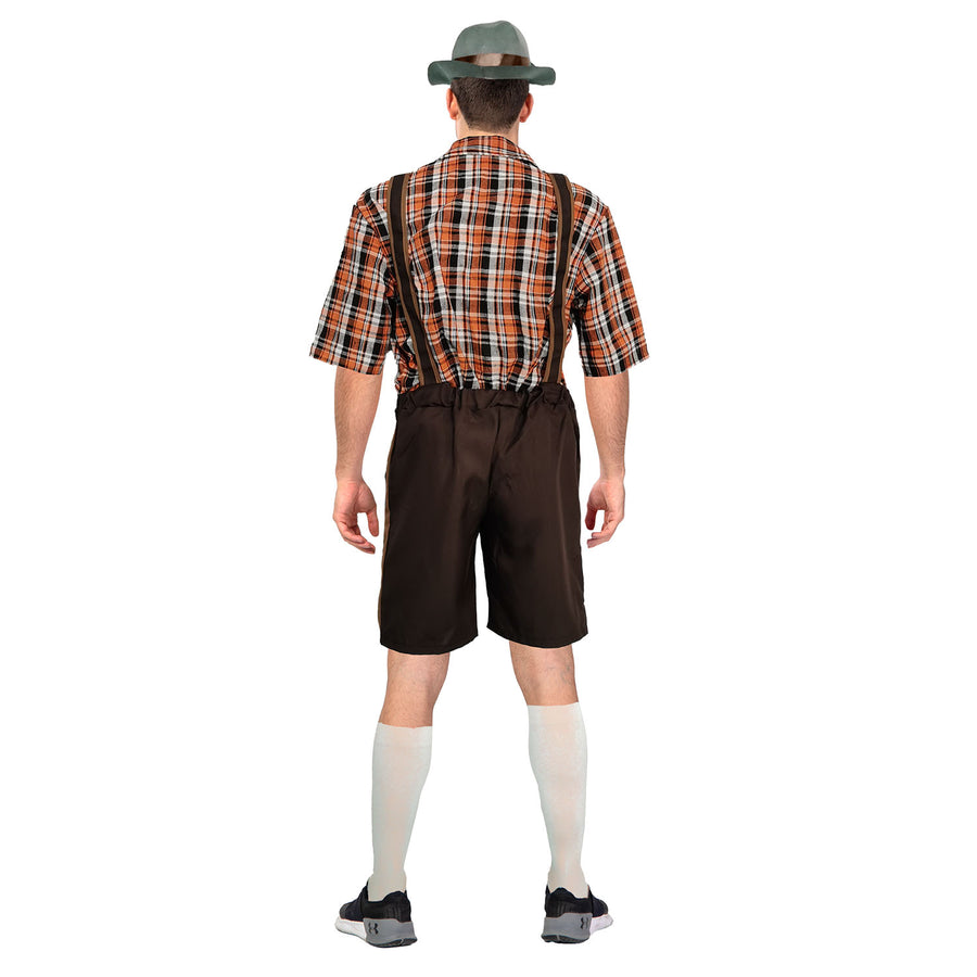 Adult Beer Man Costume (Orange Checkered)