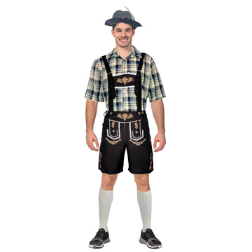 Adult Beer Man Costume (Blue Cream Checkered)