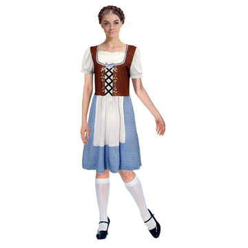 Adult Oktoberfest Beer Girl Costume (Blue Brown)
