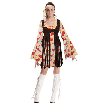 Adult Hippie Lady Costume with Vest