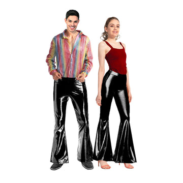 Adult Metallic Disco Flare Pants (Black)