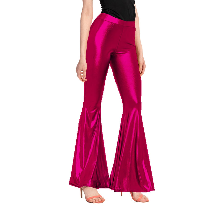 Adult Metallic Disco Flare Pants (Hot Pink)