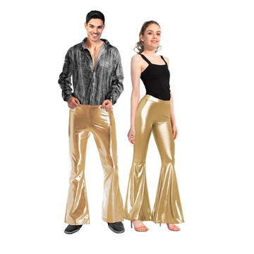 Adult Metallic Disco Flare Pants (Gold)
