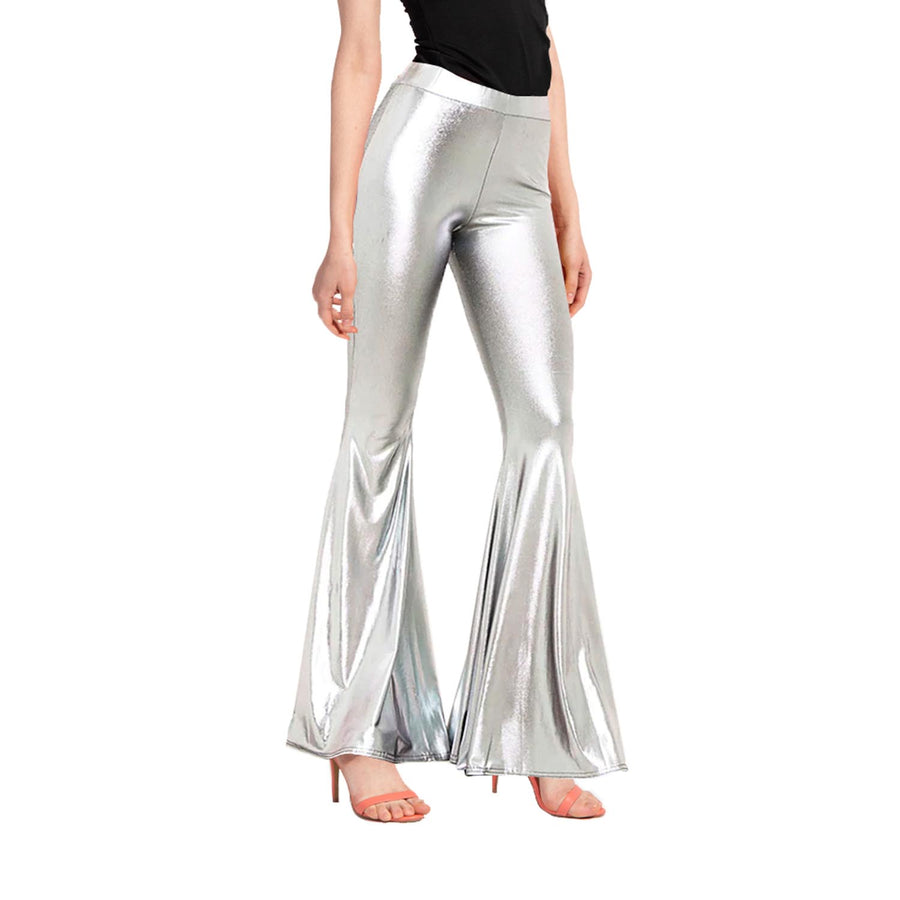 Adult Metallic Disco Flare Pants (Silver)