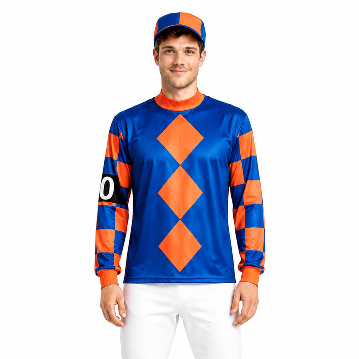 Adult Jockey Costume (Blue and Orange)