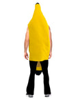 Person wearing a banana costume on a white background