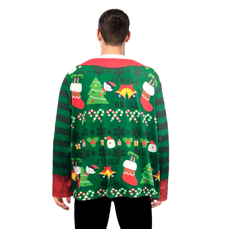 Adult Green Ugly Christmas Sweater Print Top