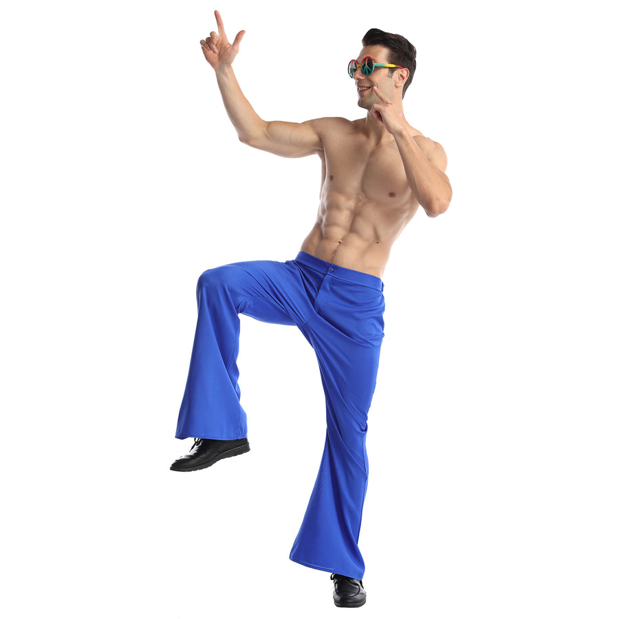 Adult 70s Disco Flare Pants (Blue)