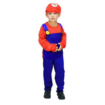 Children's Red Plumber Costume (Toddler and Up Sizes)