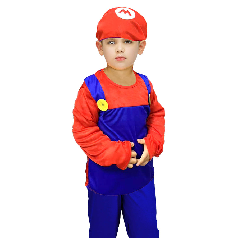 Children's Red Plumber Costume (Toddler and Up Sizes)