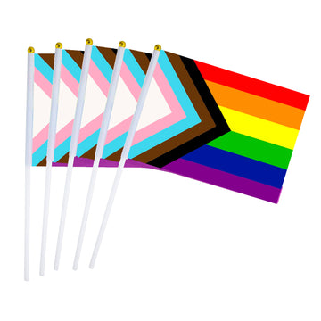 Progress Pride Rainbow Mini Hand Flag (8pcs)