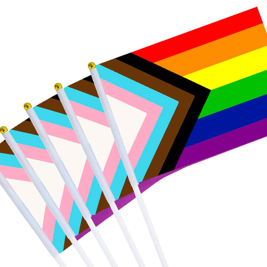 Progress Pride Rainbow Mini Hand Flag (8pcs)