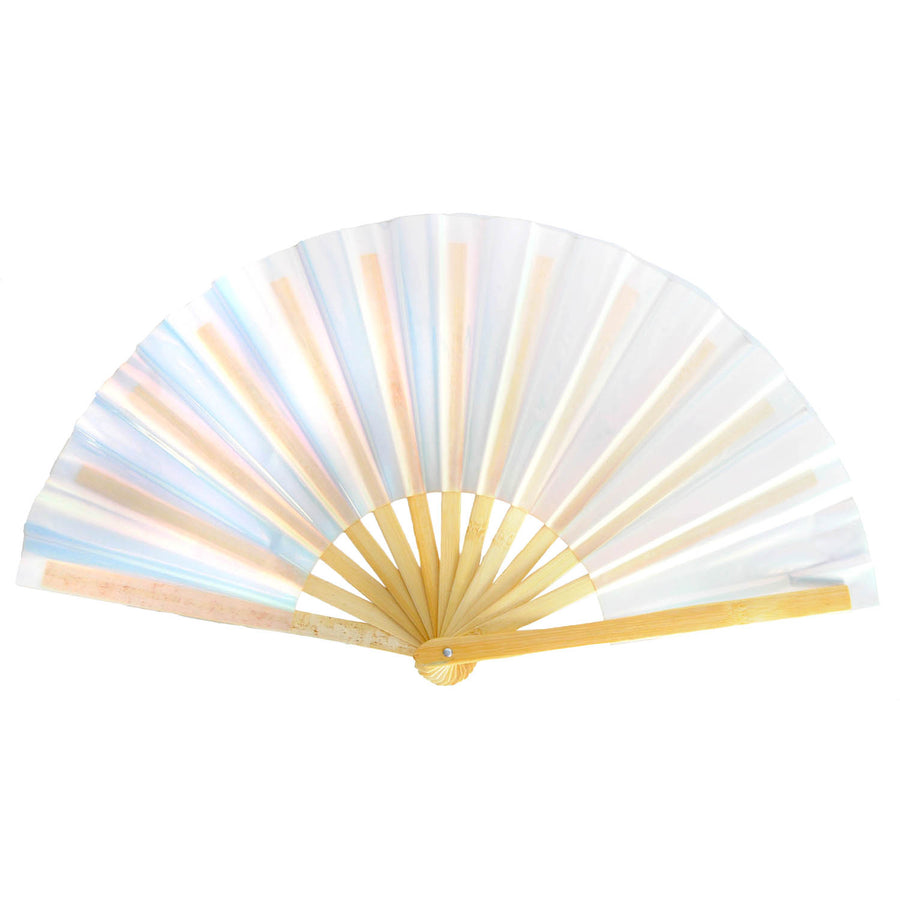 Giant Iridescent Hand Held Fan (White)