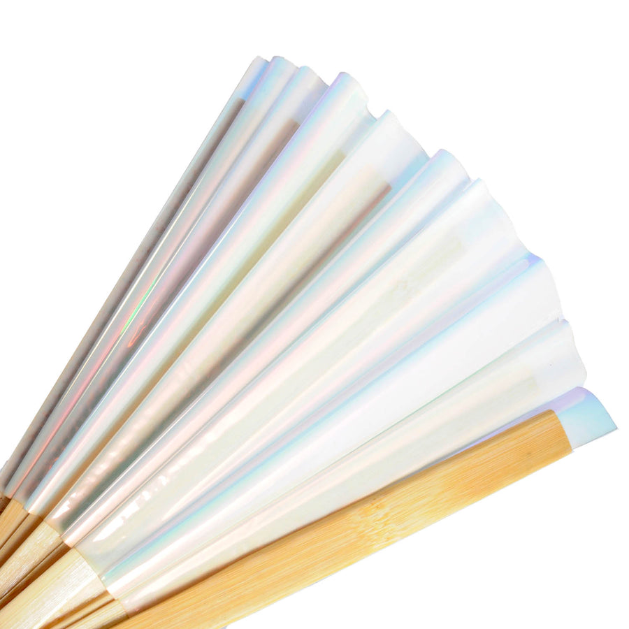 Giant Iridescent Hand Held Fan (White)