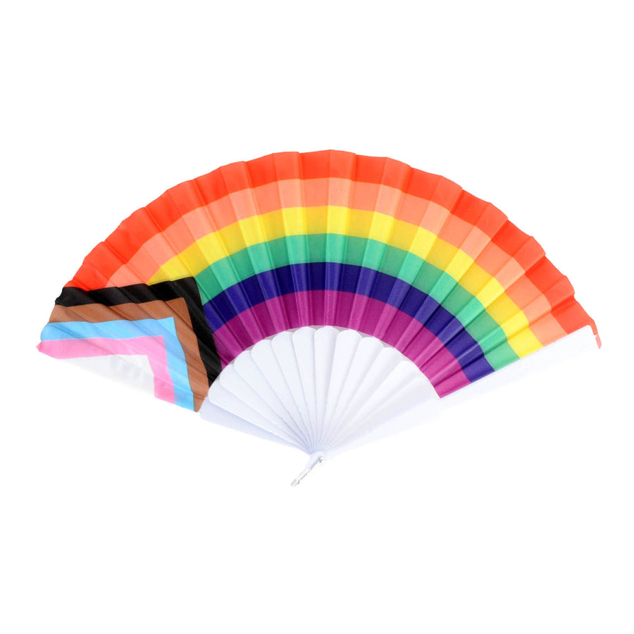 Rainbow Progress Pride Flag Fabric Fan