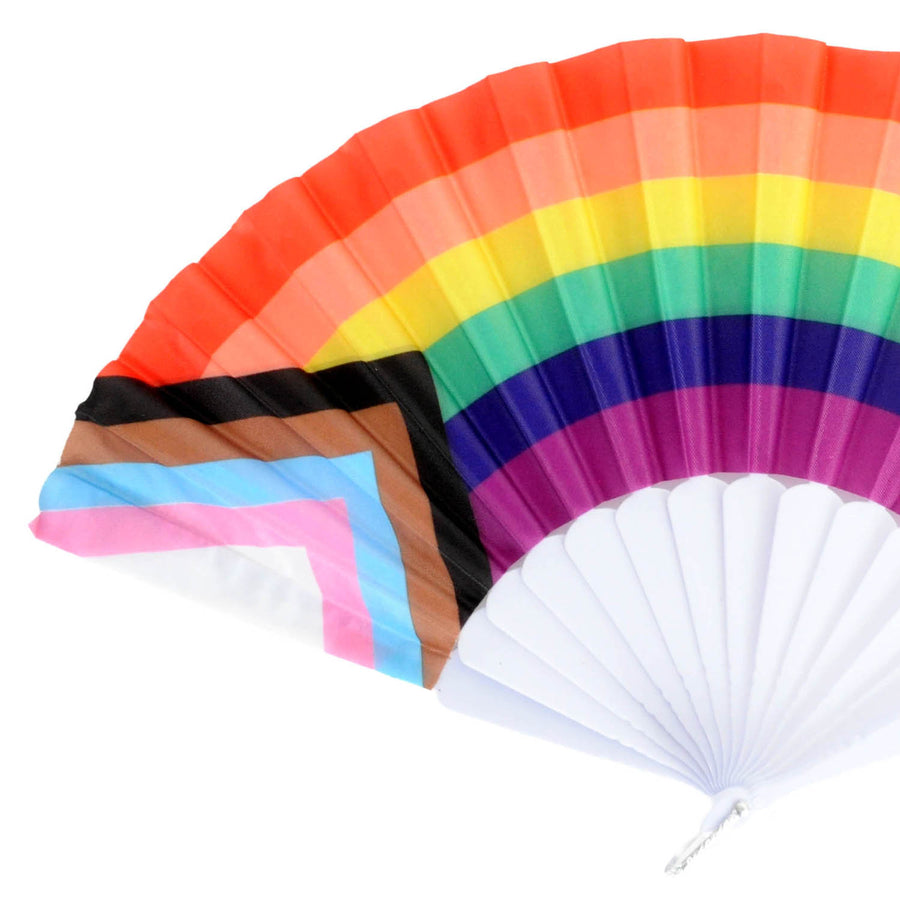 Rainbow Progress Pride Flag Fabric Fan