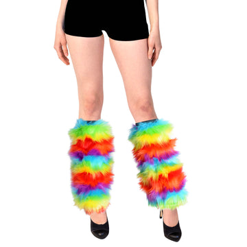 Fluffy Rainbow Leg Warmers
