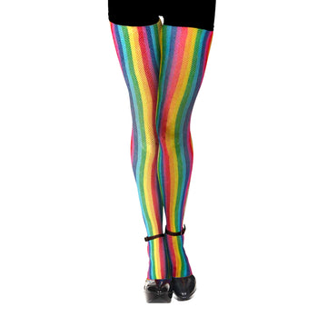 Rainbow Fishnet Pantyhose (Stripe)