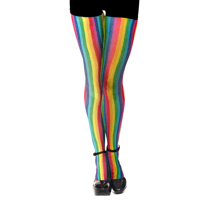 Rainbow Fishnet Pantyhose (Stripe)